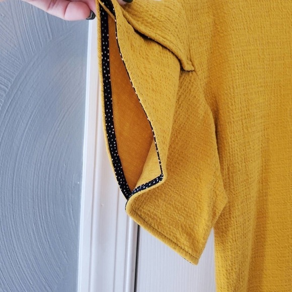 Amaryllis Mustard Yellow Sheath Dress Flutter Sleeve Small - Picture 4 of 6